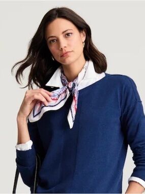 FYLO Blue and White Layered Peter Pan Collar Blouse